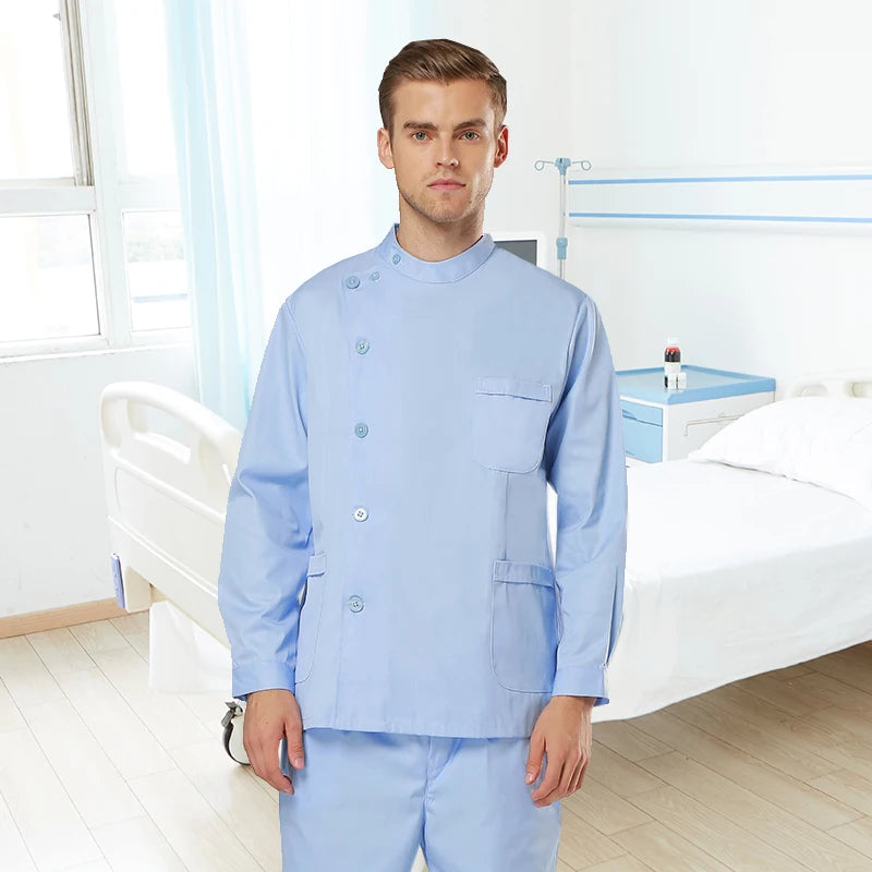 Clearance Scrub Set Uniform Solid Color Workwear Scrubs Uniforms Round Neck Women Men Working Suit Beautician Outfit Top Pant