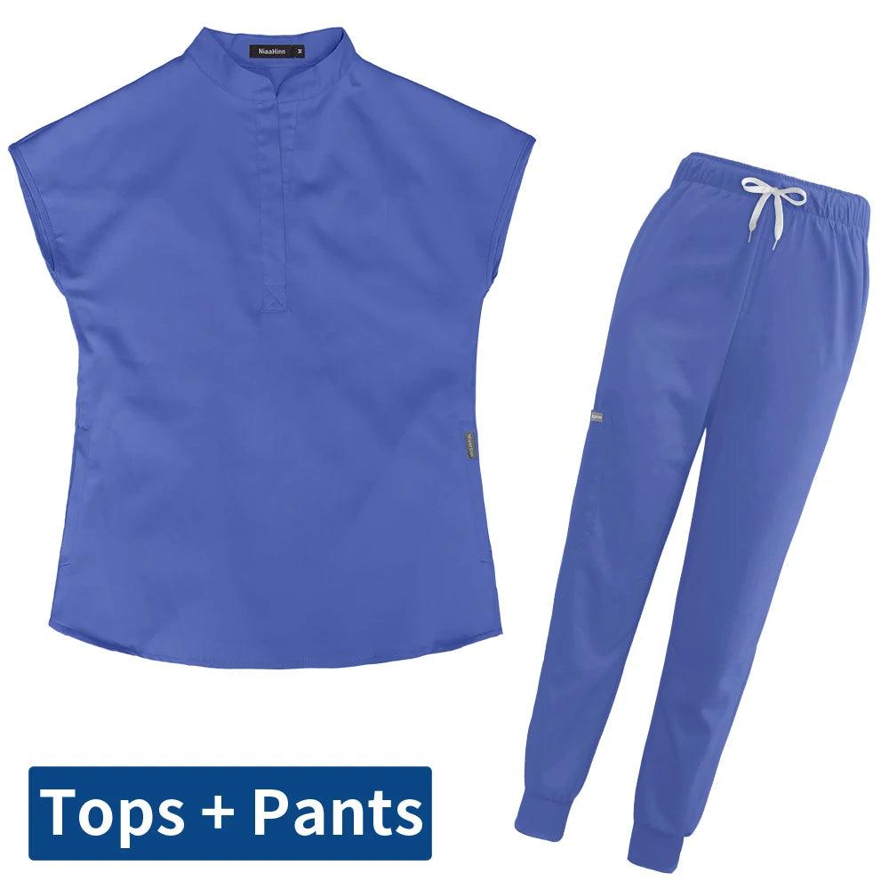 Thicken Nursing Uniform High Quality Solid Color Medical Doctor Workwear Pet Hospital Veterinary Non-sticky Hair Scrub Work Suit