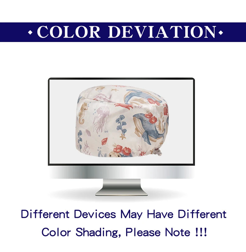 Scrub Caps for Long Hair Premium Surgical Cap Cheap Pharmacy Work Hat  Pet Clinic Doctors Dentist Nursing Cap with Buttons K1030