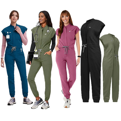 New Nurse Clothing Jumpsuits Medical Surgical Coverall Uniforms Beauty Salon SPA Clinic Pet Scrub Workwear High Quality Bodysuit