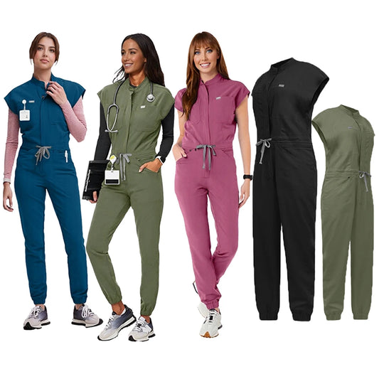 New Nurse Clothing Jumpsuits Medical Surgical Coverall Uniforms Beauty Salon SPA Clinic Pet Scrub Workwear High Quality Bodysuit