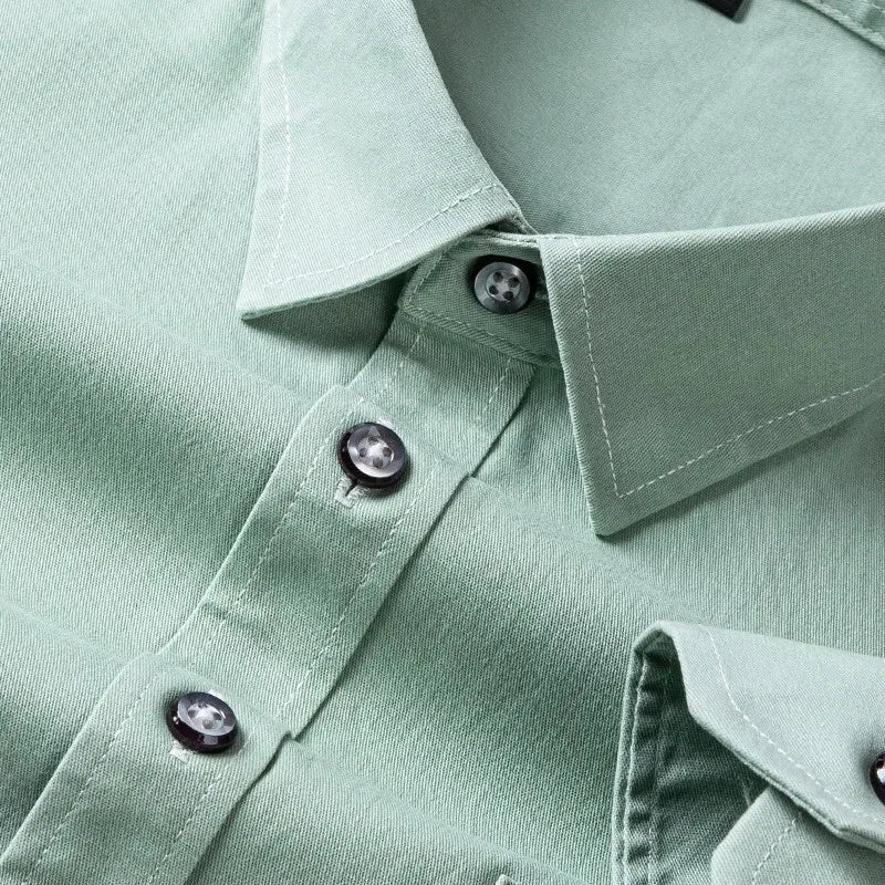 S-7XL New 100% Pure Cotton Men's Shirts Long Sleeves Solid Color Soft Regular Fit Casual Shirt Pocket Social Blouse Male Clothes
