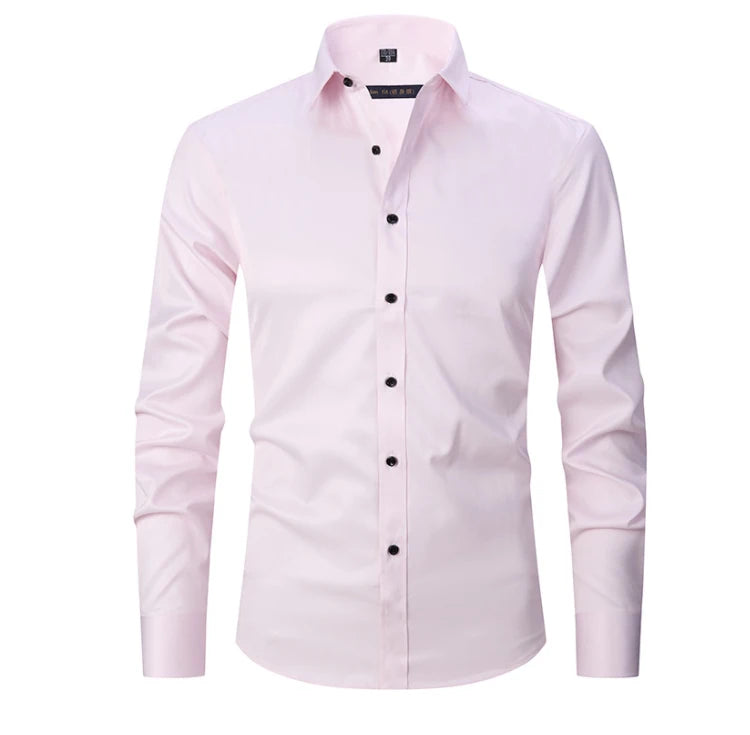 6XL 7XL 8XL Spring and Autumn Shirt Men's Long Sleeve Large Luxury Business Casual Slim Solid Color Wrinkle Free Press