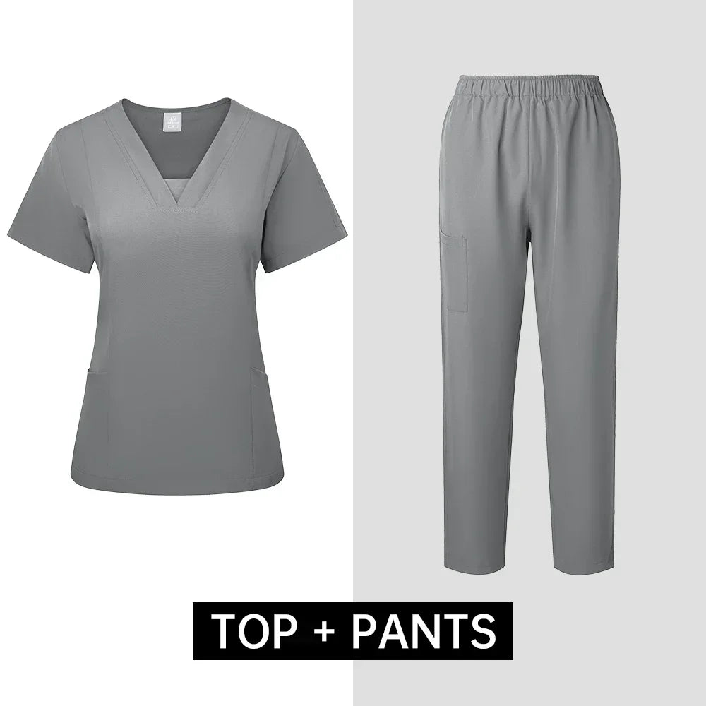 Pet Grooming Institution Scrubs Set High Quality Spa Uniforms Unisex V-Neck Work Clothes Medical Suits Clothes Scrubs Tops Pants