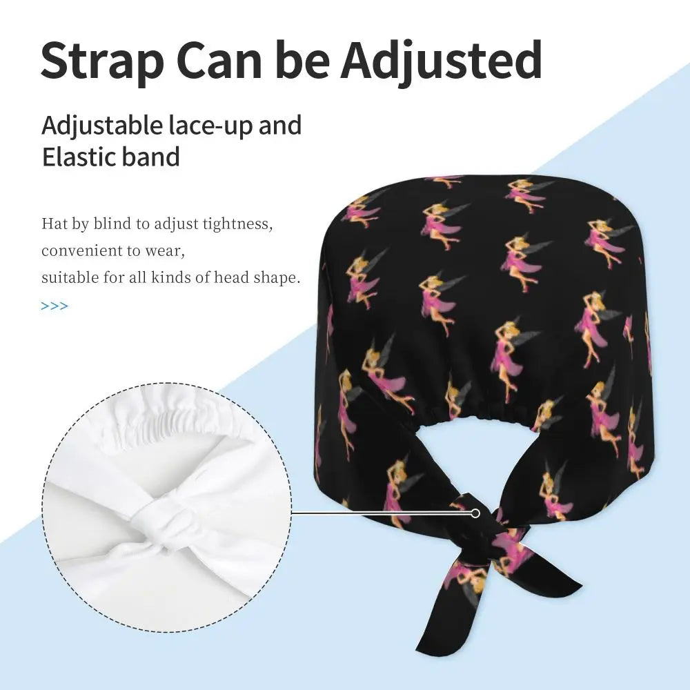 Custom Tinker Bell Breathable Nursing Work Cap Surgical Scrub Caps Unisex Nurse Medical Cap Cartoons Scrubs Hat Medical Surgical