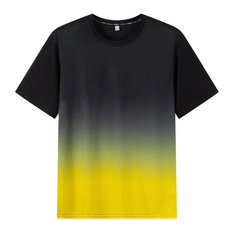 Men's T-shirt Plus Size 1XL-7XL Short Sleeves Tops Spring Summer Gradient Tees Quick Dry Men Sport Oversized Breathable T-shirt