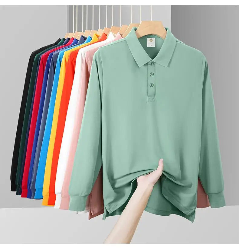 S-7XL Fashion Sportswear High Quality New-Design Men's Polos Shirts Long Sleeve 100% Cotton Casual Polos Customized Your LOGO