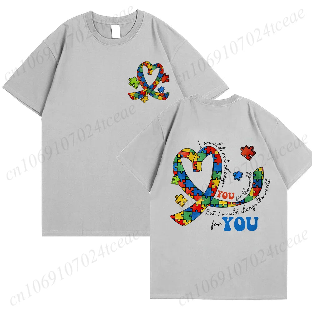 Autism Awareness Month Women T-Shirt Neurodiversity ADHD Tees Shirt Autism Teacher Mom Gift Short Sleeve Tops Female Clothing