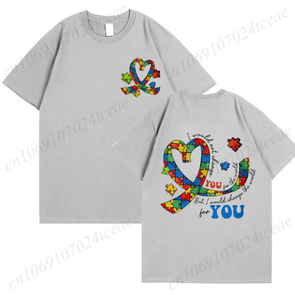 Autism Awareness Month Women T-Shirt Neurodiversity ADHD Tees Shirt Autism Teacher Mom Gift Short Sleeve Tops Female Clothing