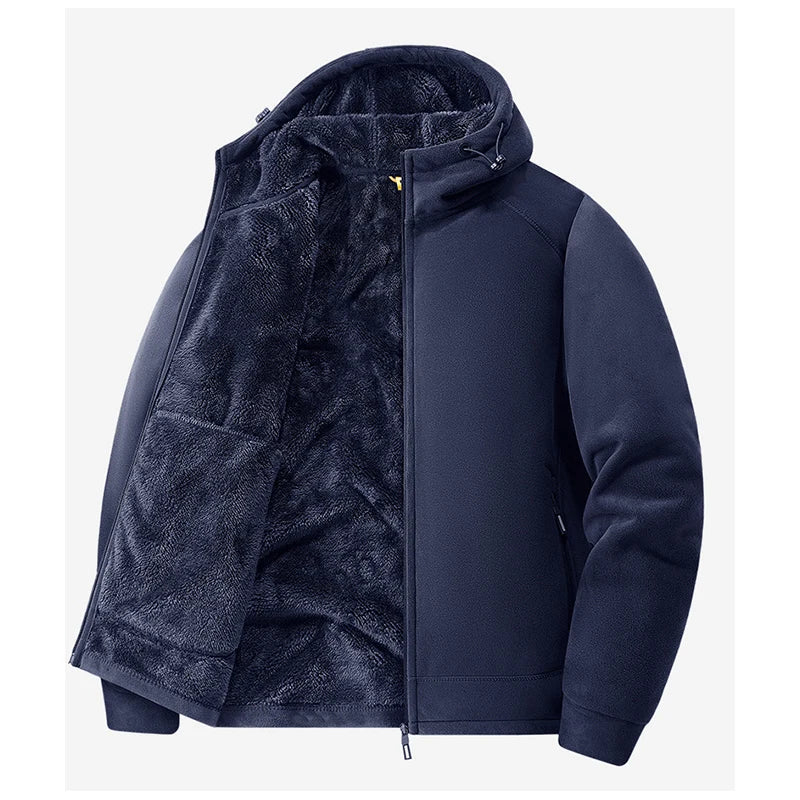 Winter Men Fleece Warm Jackets Mens Windproof Thick Jackets Parkas Coats Men Hooded Casual Outwear Jacket