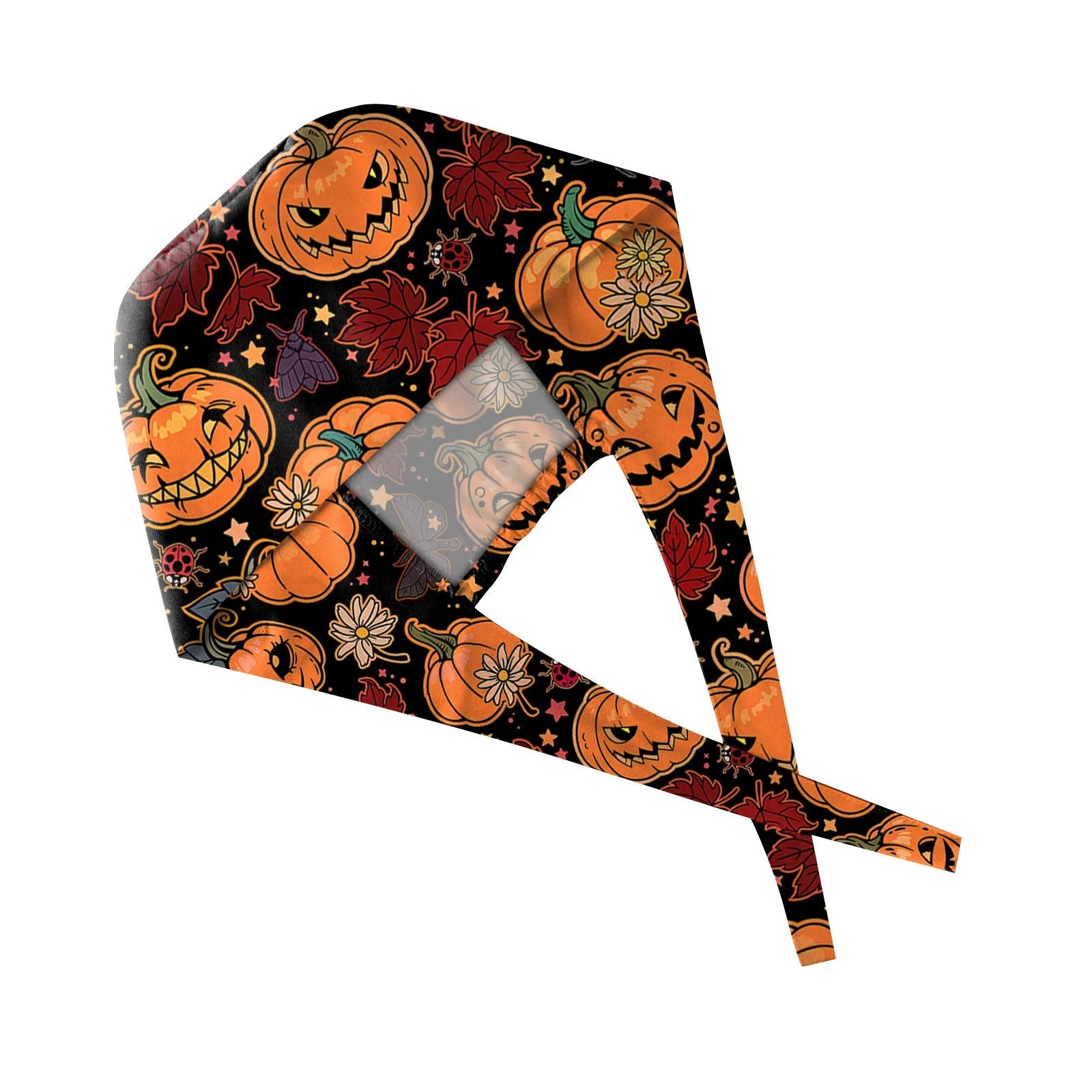 Halloween Cartoon Printing Scrubs Caps Hat Women Nurse Cap Pet Clinic Work Hat Scrub Hats Festive Accessories Nurse Hat