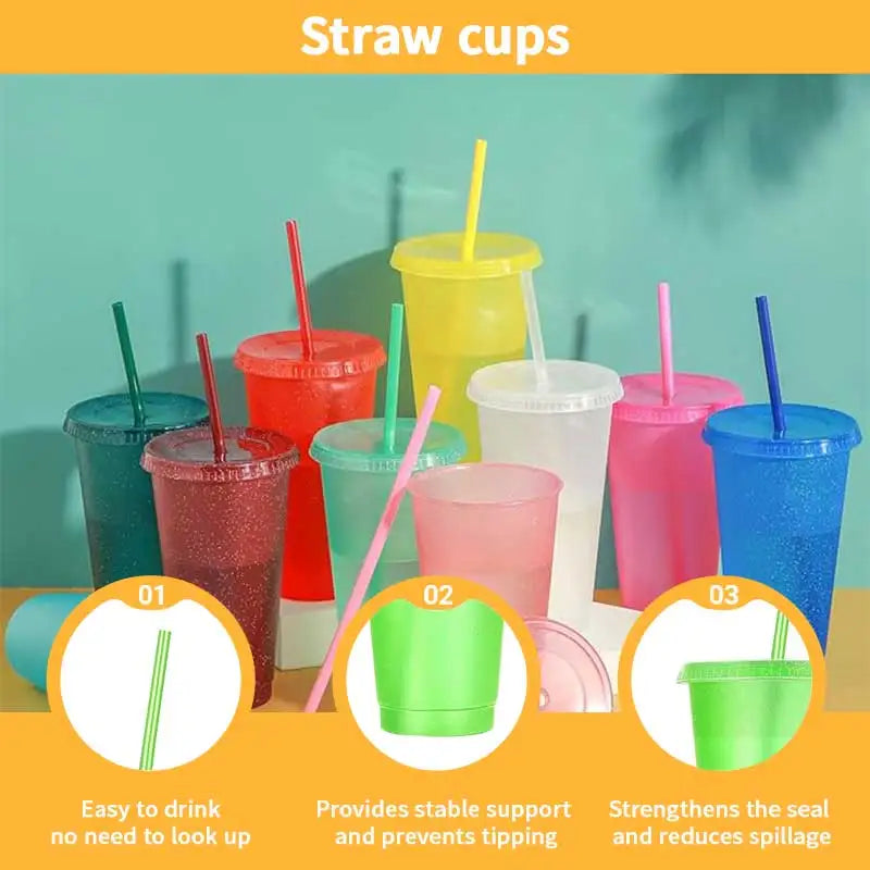 Cups withStrawsandwithStraw ReusableWaterBottle Iced CoffeeTravel Mug AdultsPlastic Cups forPartiesMixedcolor24oz