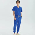 Green Hospital Work Uniforms Short-sleeved Doctor Outfit Clinical Scrub Set for Women Men Nurse V-neck Top Jogger Pant Scrub S21