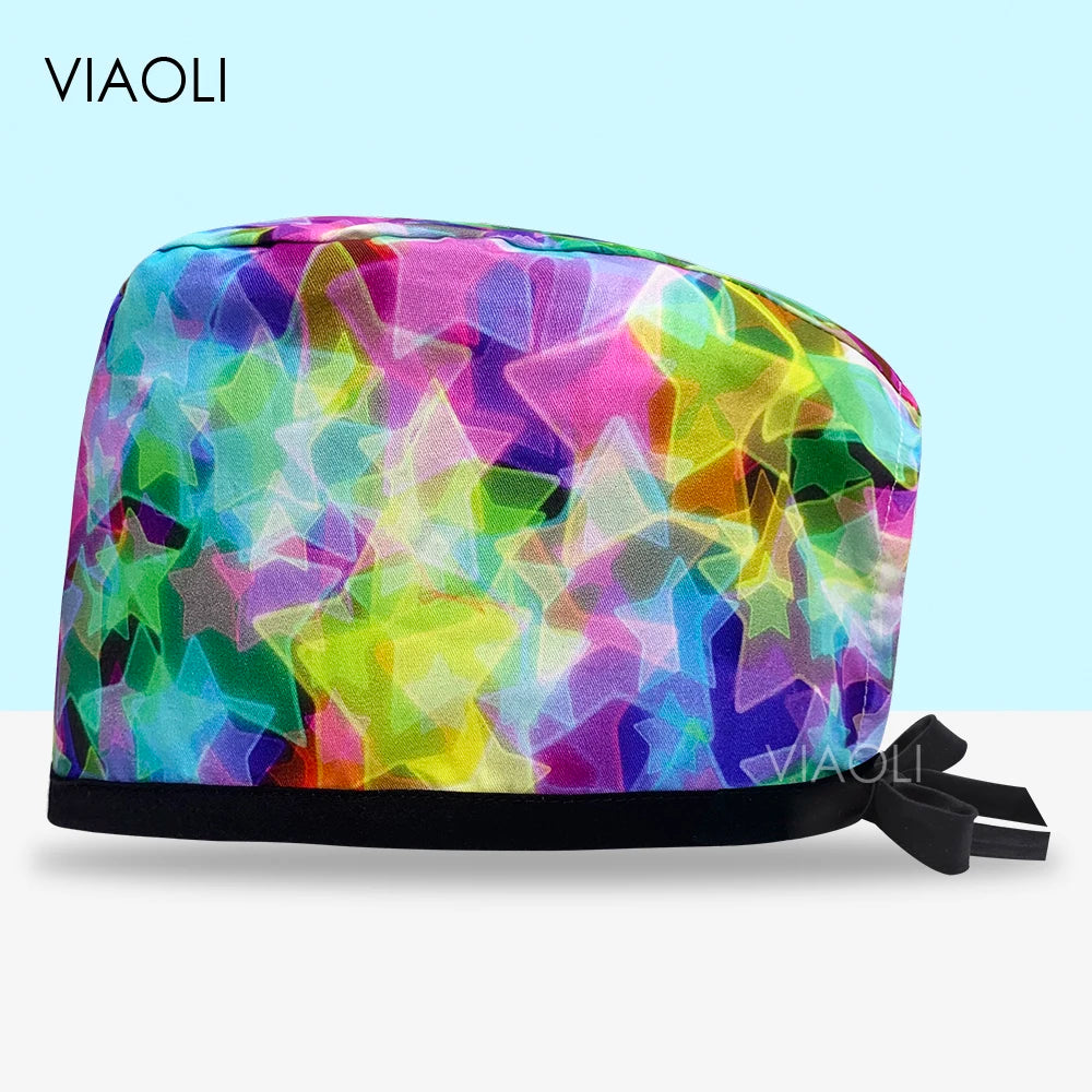 Scrub Cap Printed Cotton Beauty Salon Surgeon Cap Dental Clinic Nursing Hat Women Men Surgical Caps Wholesale Nurse Accessories