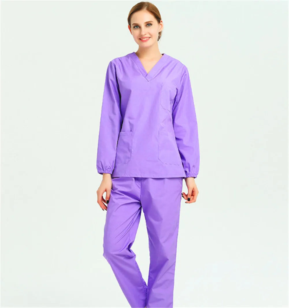 Women Scrubs Set Workwear Medical Uniform Revolution V-Neck Hospital Doctor Nurse Suit Healthcare With Pockets ouc2554
