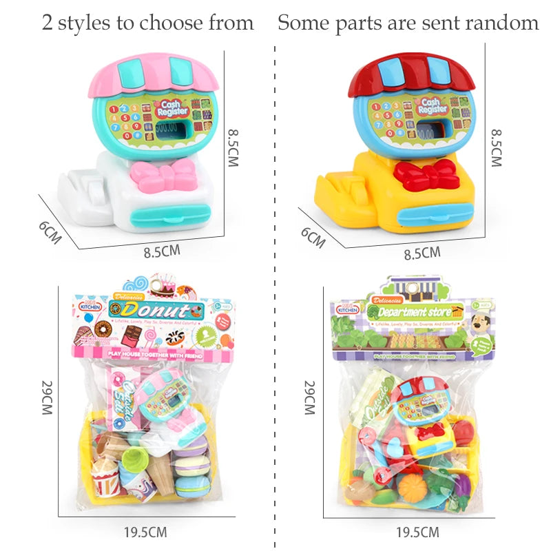 Cash Register Toys Play Calculator Cash, Play Money Ice Cream Vegetables Electronic Calculator Realistic for 3+ Years Old Child