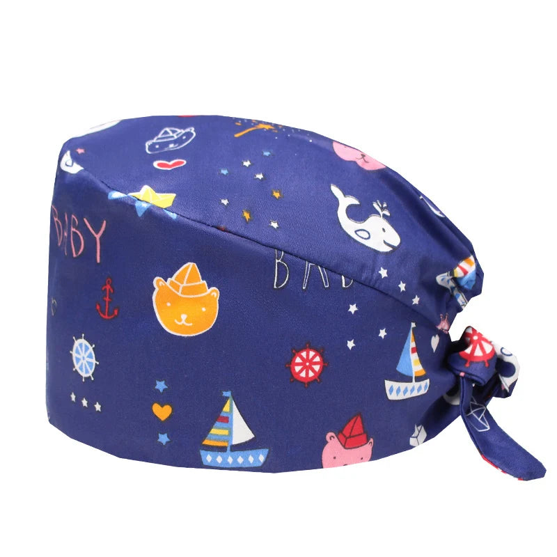 LONG HAIR Scrub Caps Surgical Medical Hats Cotton Nursing Caps Breathable Bouffant Healthcare Chef Pediatric Veterinary Hats M81
