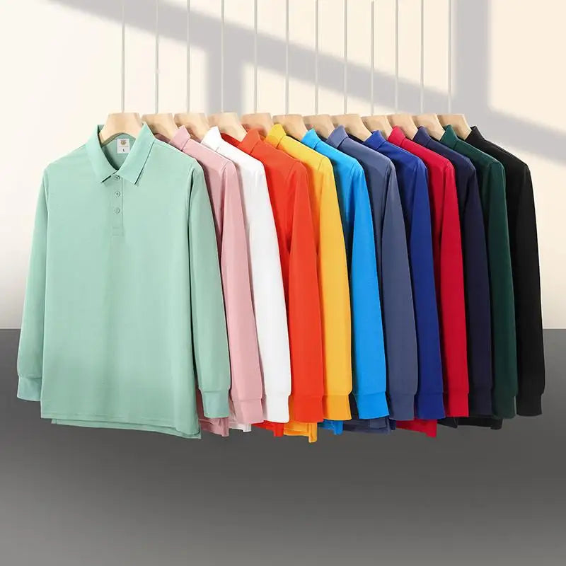 S-7XL Fashion Sportswear High Quality New-Design Men's Polos Shirts Long Sleeve 100% Cotton Casual Polos Customized Your LOGO
