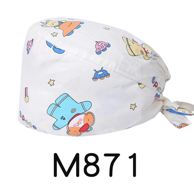 LONG HAIR Scrub Caps Surgical Medical Hats Cotton Nursing Caps Breathable Bouffant Healthcare Chef Pediatric Veterinary Hats M81