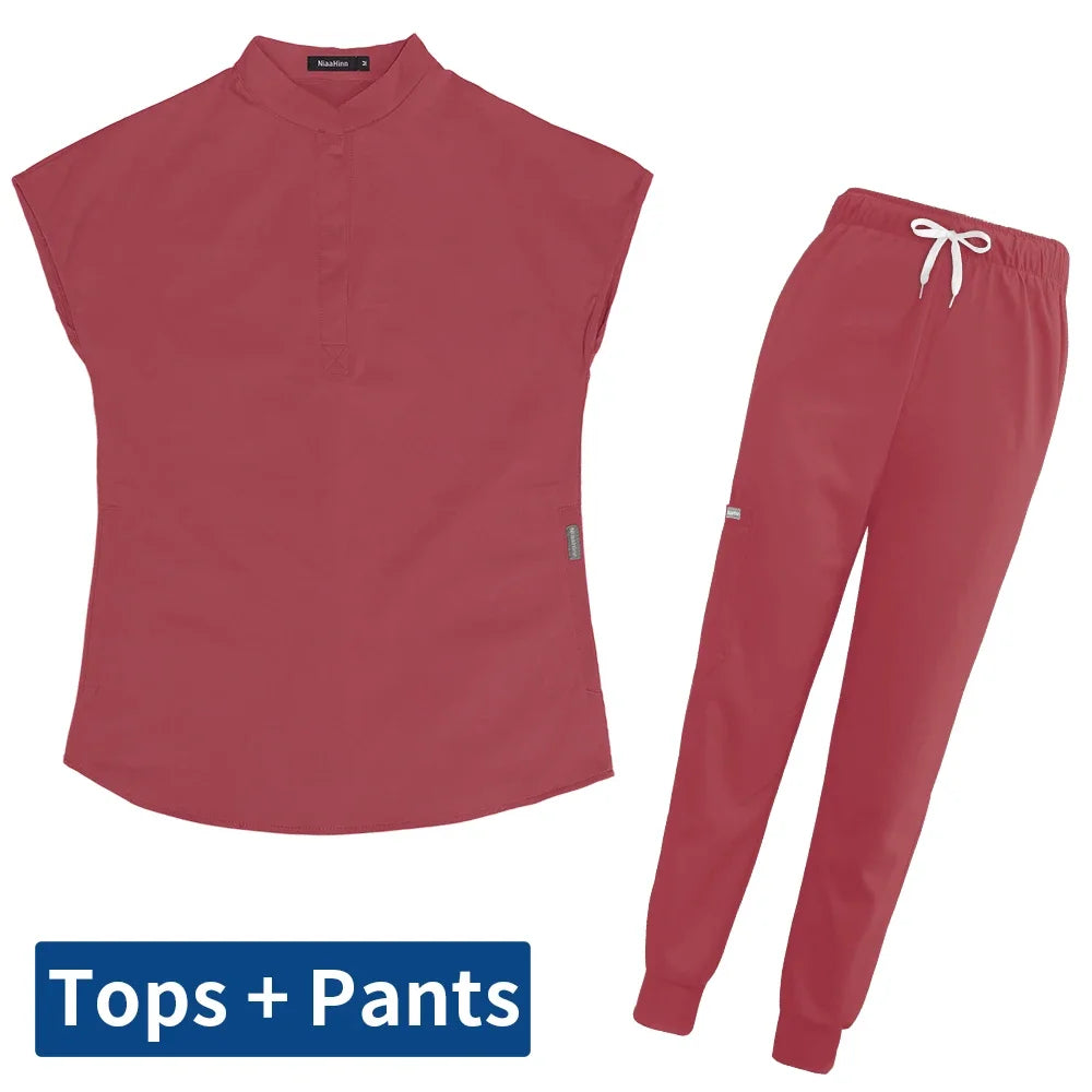 Thicken Nursing Uniform High Quality Solid Color Medical Doctor Workwear Pet Hospital Veterinary Non-sticky Hair Scrub Work Suit