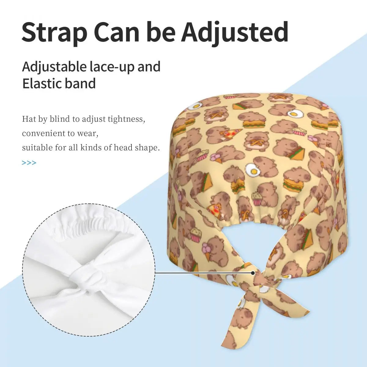 Custom Cartoon Capybara Medical Staff Scrubs Hat Women Men Comic Doctor Nursing Surgical Cap Scrub Caps