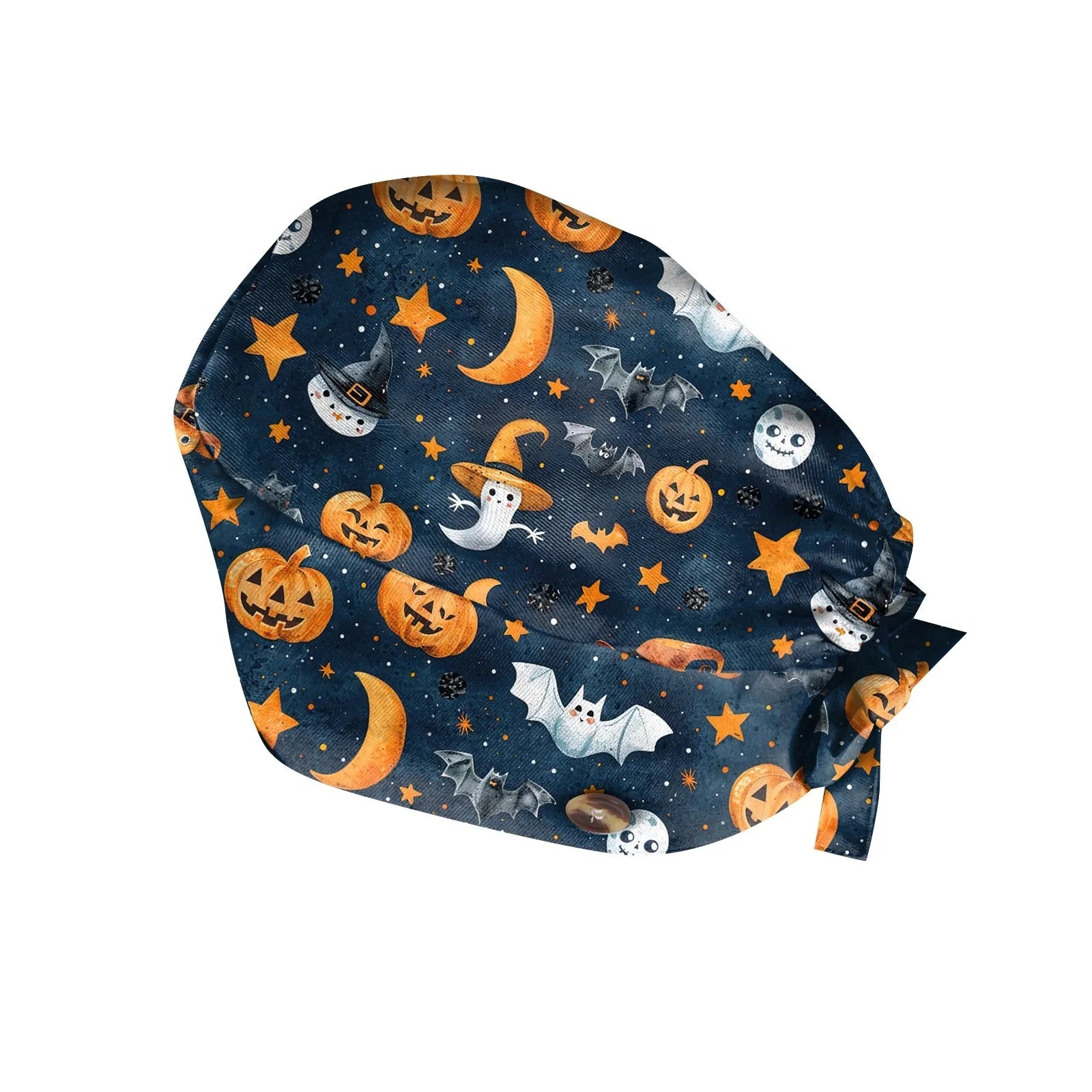 Halloween Print Work Cap Fashionable Casual Women's Printed Elastic Scrub Hat Unisex Work Caps Nurse Accessories Nurse Cap