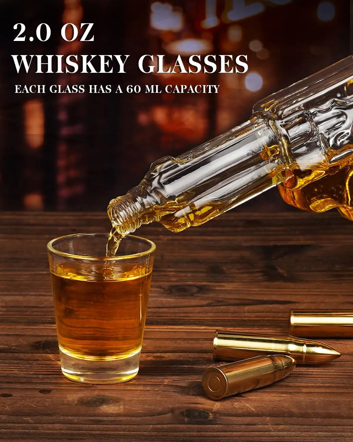 Birthday Gifts for Men Dad Whiskey Gun Decanter Set with Shot Glasses Stocking Stuffers Military Presents dispenser Bar Drinking