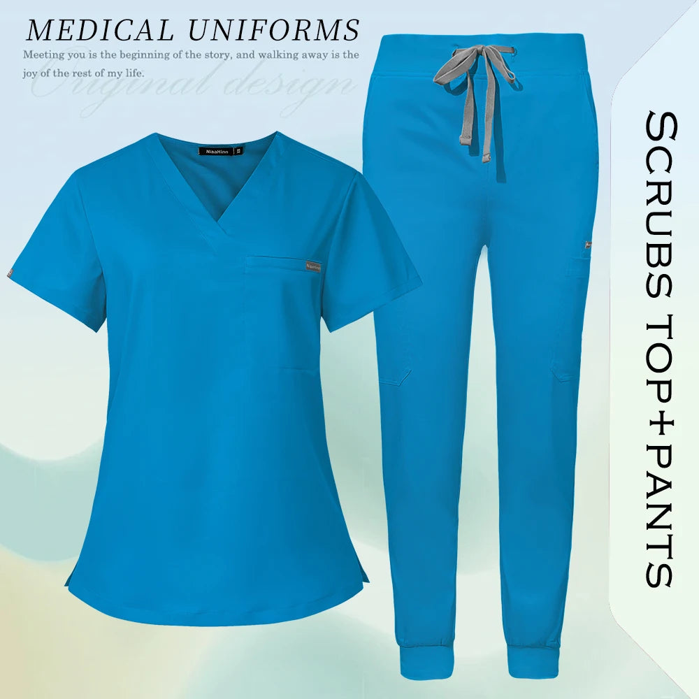 Nurse Uniform Woman Men Hospital Doctor Work Clothes Medical Nursing Top Jogging Pants Pet Workshop Uniforms Beauty SPA Workwear
