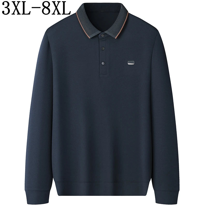 8XL 7XL 6XL 2024 New Autumn High End Comfortable Soft Shirts For Men Brand Clothing Business Casual Mens Polo Shirt Loose Tops