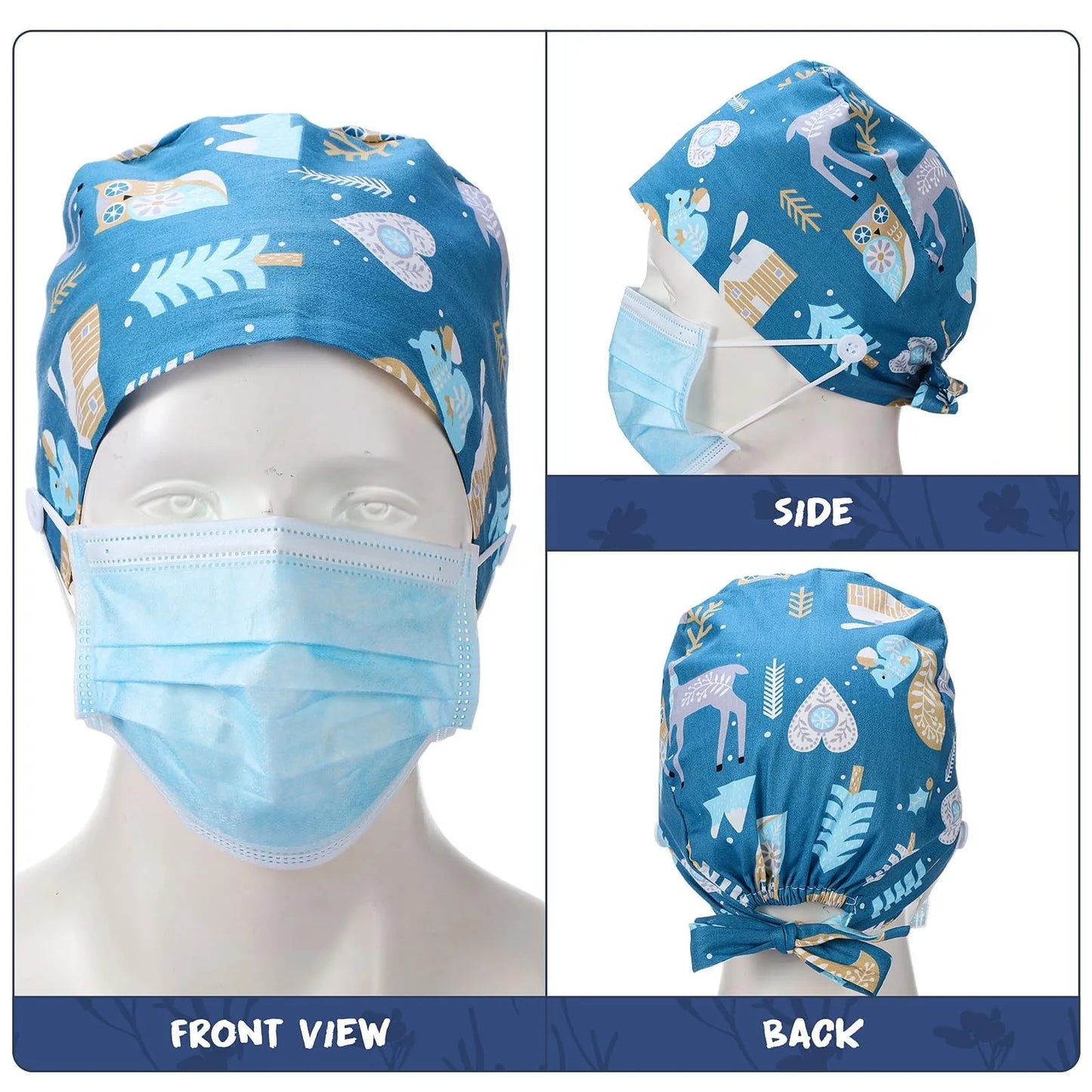 Fashion Solid Scrubs Hat Casual Unisex Scrub Cap With Button Medical Surgical Cap Hospital Beauty Store Uniform Accessories