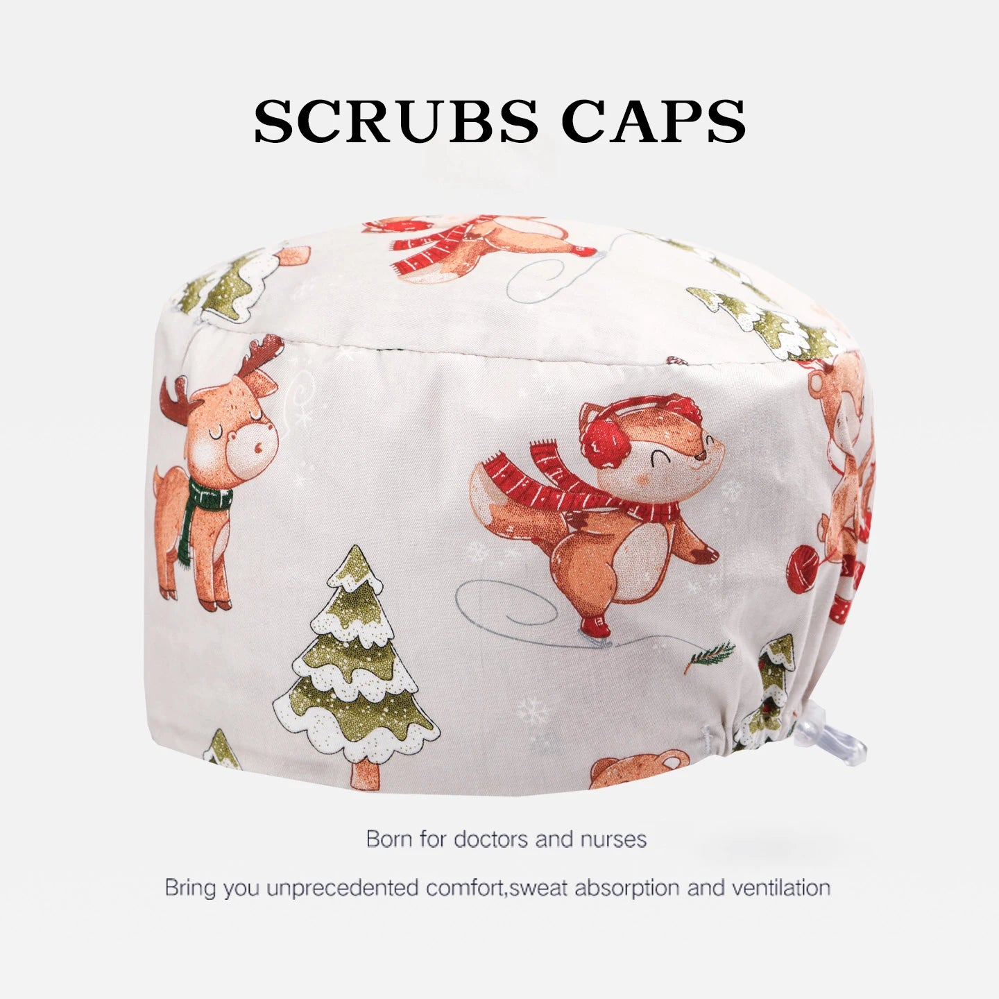 Printed Scrub Caps Dental Nursing Hats Durable Women Pediatric Cap Care Center Work Hat Comfortable  Aesthetic Scrub Cap K1235