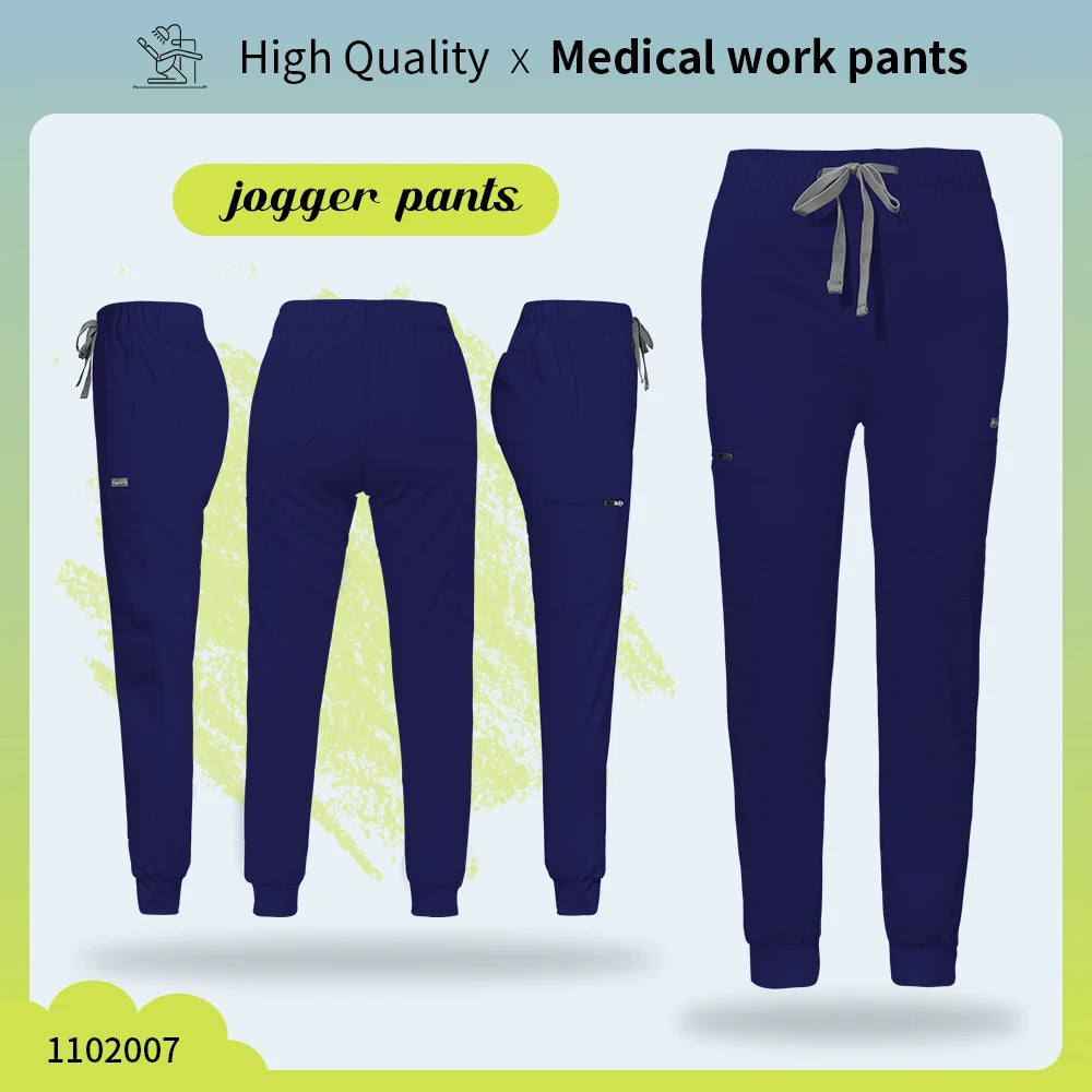 Solid Color Jogger Pants Stretch Medical Pants Dental Clinic Scrub Trousers Comfortable Veterinary Operating Room Scrubs Bottoms
