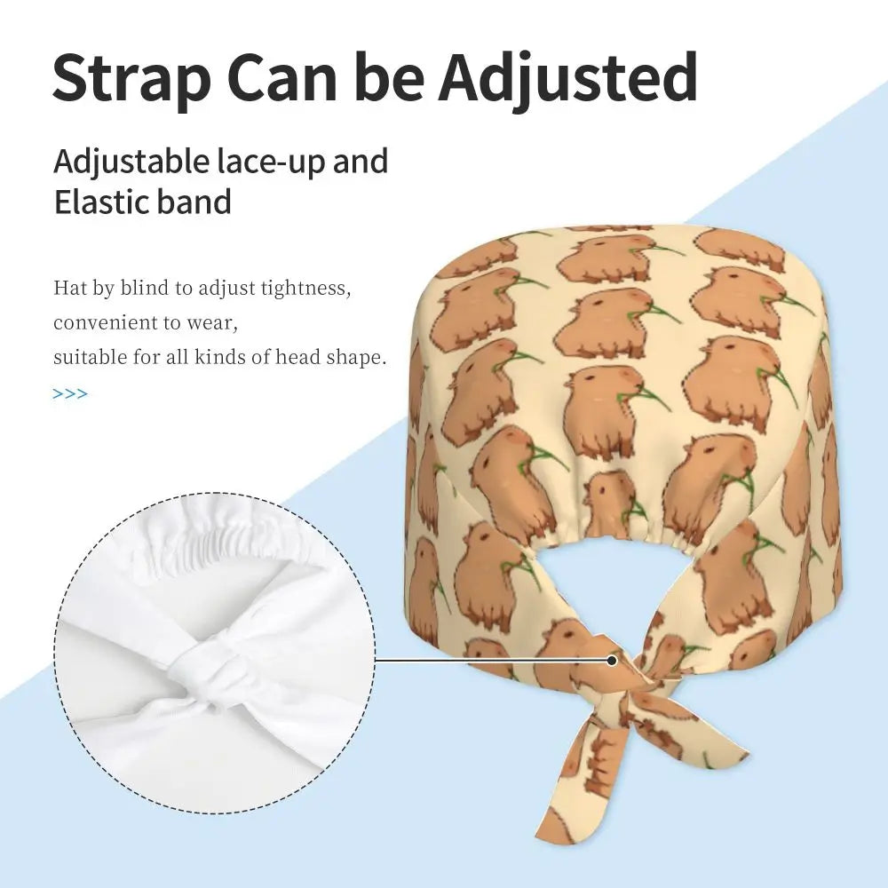 Custom Cartoon Capybara Medical Staff Scrubs Hat Women Men Comic Doctor Nursing Surgical Cap Scrub Caps