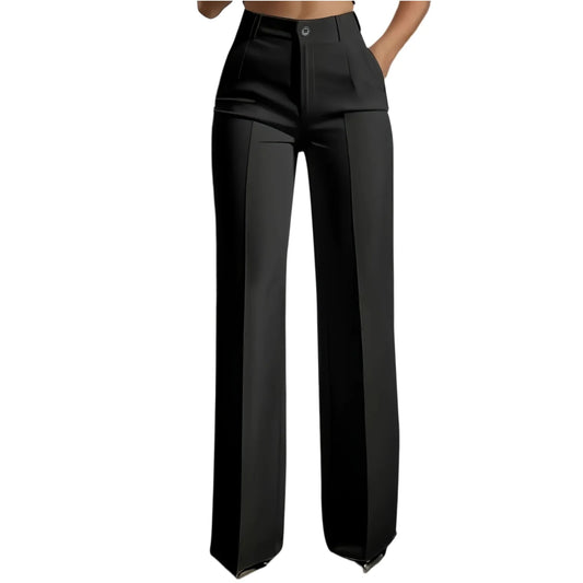 Women's High Waist Pants Drapey Straight-Leg Minimalist Blazer Pants Versatile Stylish Sophisticated Work Casual Trousers