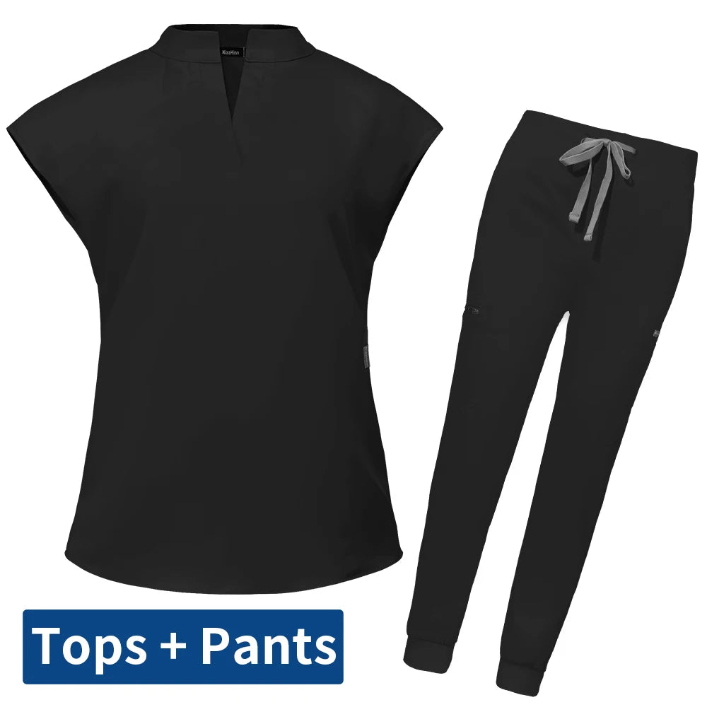 Slim Fit Scrubs Medical Uniforms Women Scrubs Tops Pant Hospital Nurses Accessories Dental Clinic Beauty Salon Spa Lab Workwear