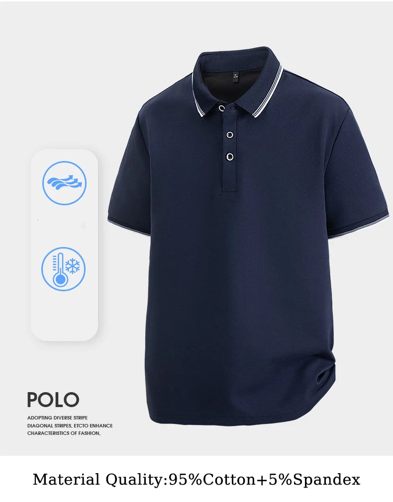 Oversized Men 7XL Polo Shirt 8XL 2025 Summer 95% Cotton Breathable Short Sleeve Collar Business Shirt Golf Man Top Clothes