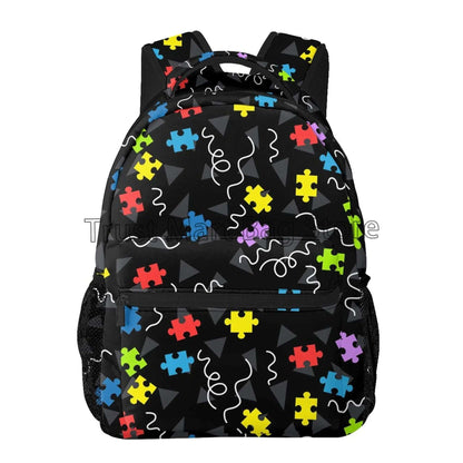Autism Awareness Colorful Puzzle Piece Laptop Backpacks Casual Travel School Bookbag Cute Toddler Backpack for Boys Girls Adults