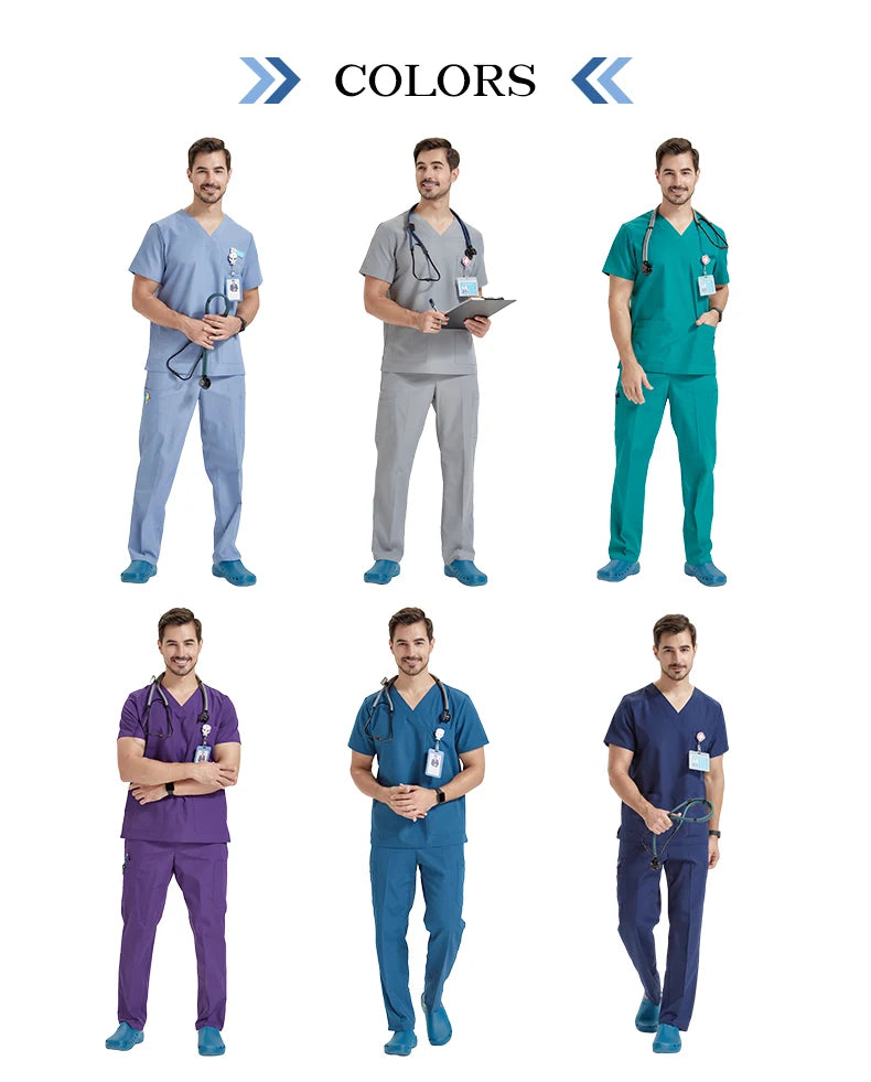 Men's Medical Scrubs Sets Hospital Nursing Uniforms Breathable Sanitary Clinical Aesthetic Nurse Suits Doctor Workwear 8020-02