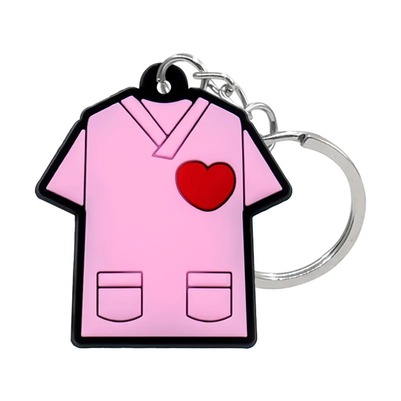 1PCS PVC Rubber Hot Keychain for nurses New Design Medicine Style Heart & Brain Car Key Pendant Cute Bag Ornament Gift