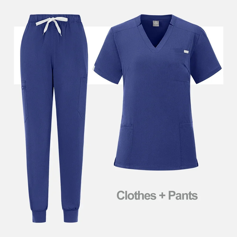 High Quality Medical Women Scrubs Sets Hospital Surgery Dental Clinic Beauty Spa Salon Lab Workwear Clothes Nurses Accessories