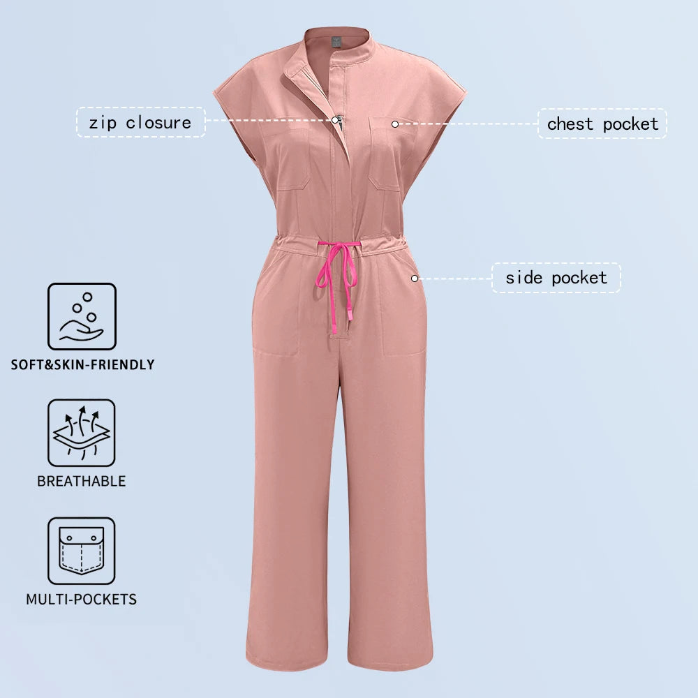 Medical Uniform Nursing Surgical Gown High Quality Elastic Bodysuit Healthcare Pharmacy Solid Color Jumpsuits Wholesale Workwear
