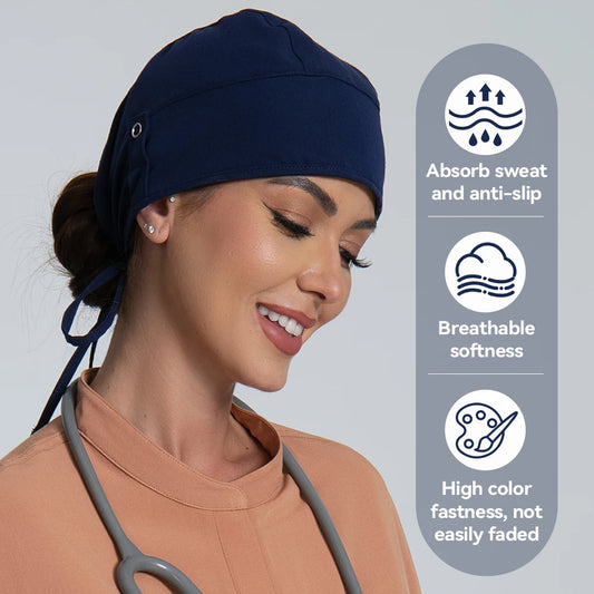 KUNGFU SCRUBS unisex scrubs cap sweat-absorbent surgical cap medical workcap nursing hats with elastic section