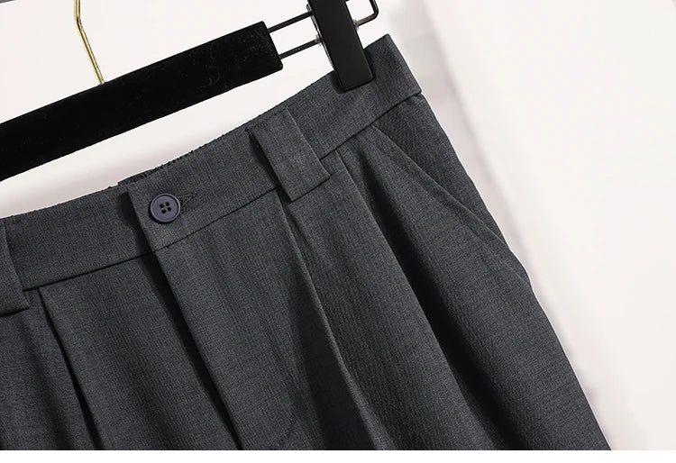 Plus Size Pants For Women Spring Summer 2025 New Korean Fashion High Waist Suit Pants Women Gray Or Black Casual Trousers Female