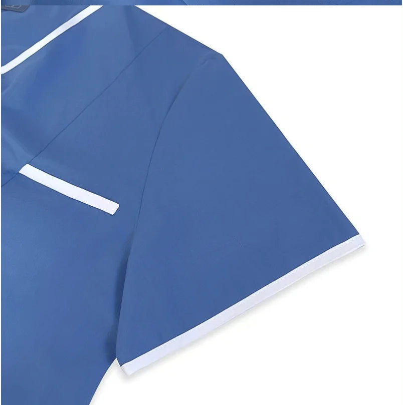 Custom Nurse UniformScrubs Tops Short Sleeve Pocket Clinic Nursing Scrub Tops Healthcare Carer Tunic Design Print Logo