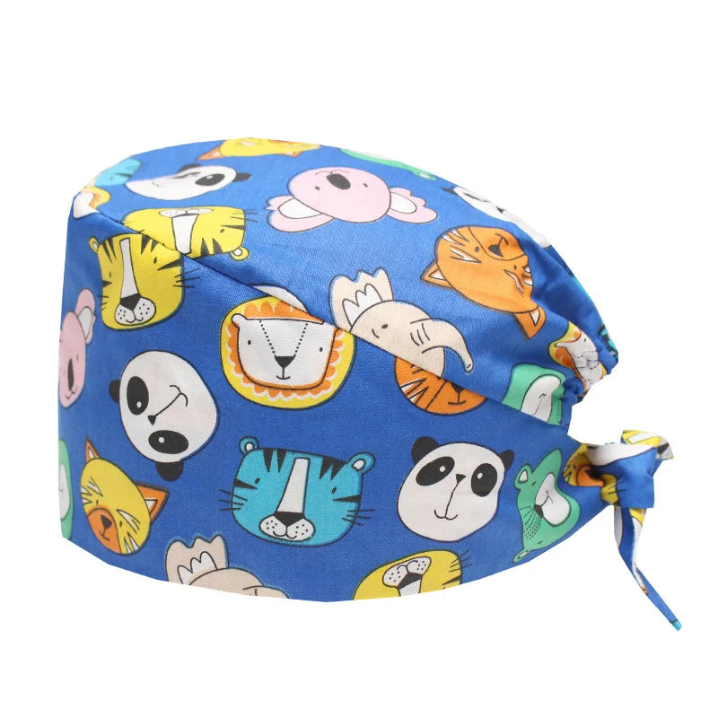LONG HAIR Scrub Caps Surgical Medical Hats Cotton Nursing Caps Breathable Bouffant Healthcare Chef Pediatric Veterinary Hats M81