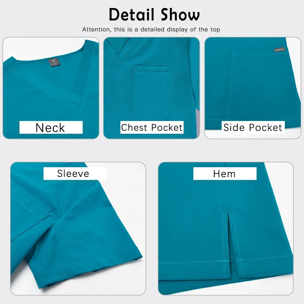 Scrub Set For Men Women Premium Nurse Uniform Medical Jogger Set Hospital Accessories Dental Clinic Lab Workwear Scrub Top Pants