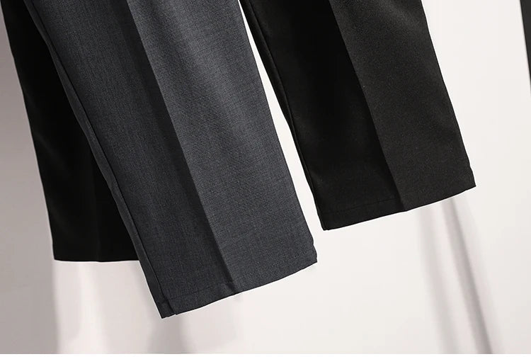 Plus Size Pants For Women Spring Summer 2025 New Korean Fashion High Waist Suit Pants Women Gray Or Black Casual Trousers Female