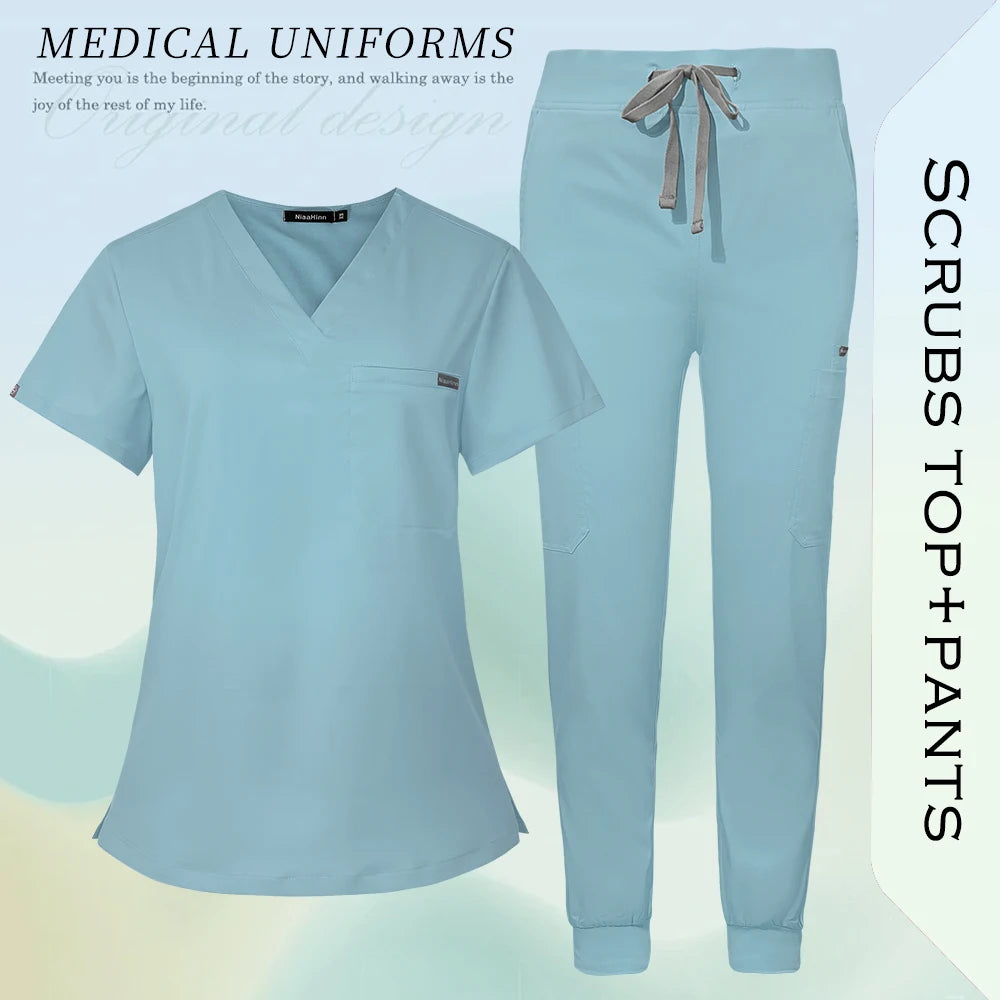 Nurse Uniform Woman Men Hospital Doctor Work Clothes Medical Nursing Top Jogging Pants Pet Workshop Uniforms Beauty SPA Workwear