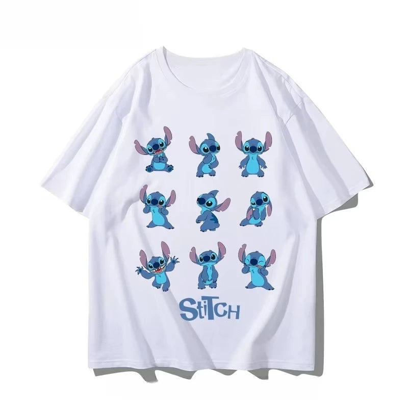 Stitch Couple T-Shirt Cartoon Printed Short Sleeve Cotton Loose Casual Short Sleeve Sports Half Sleeve Short Sleeve Popular Top