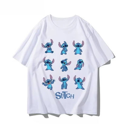 Stitch Couple T-Shirt Cartoon Printed Short Sleeve Cotton Loose Casual Short Sleeve Sports Half Sleeve Short Sleeve Popular Top